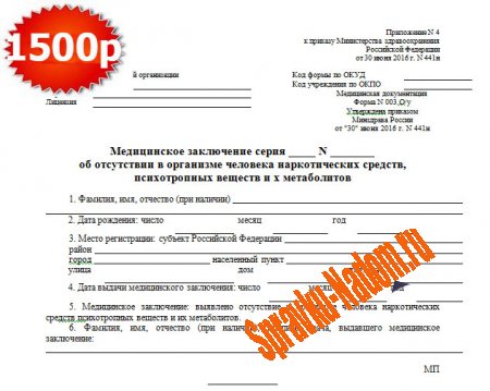 Образец справка 003оу